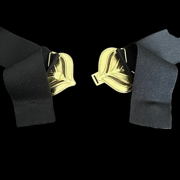 Vintage 80’s Black Adjustable Stretch Enamel Cloisonné Statement Buckle Belt - Picture 7 of 16